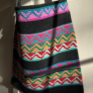 Black Guatemala woven Multicolor woven bag